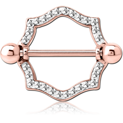 ROSE GOLD PVD COATED SURGICAL STEEL CRYSTALINE JEWELLED NIPPLE SHIELD