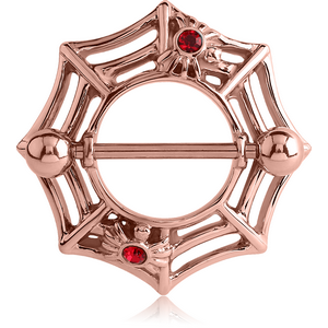 ROSE GOLD PVD COATED SURGICAL STEEL JEWELLED NIPPLE SHIELD - SPIDER WEB