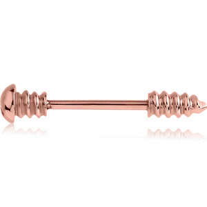 ROSE GOLD PVD COATED SURGICAL STEEL NIPPLE BAR - SCREW