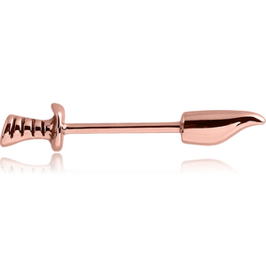 ROSE GOLD PVD COATED SURGICAL STEEL NIPPLE BAR - KNIFE