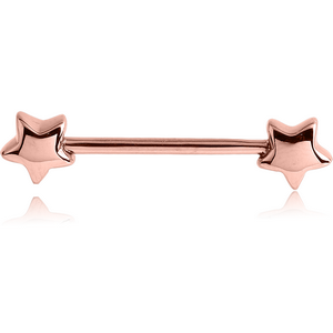 ROSE GOLD PVD COATED SURGICAL STEEL NIPPLE BAR - STARS