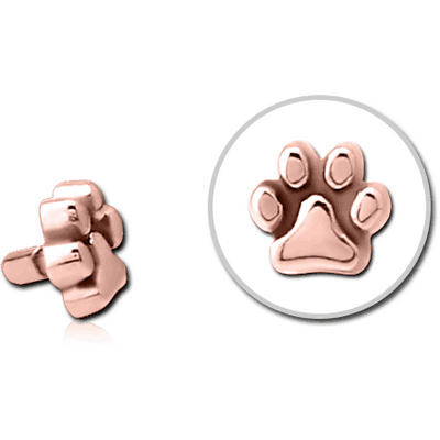 ROSE GOLD PVD COATED SURGICAL STEEL PUSH FIT ATTACHMENT FOR BIOFLEX INTERNAL LABRET - PLAIN ANIMAL PAW