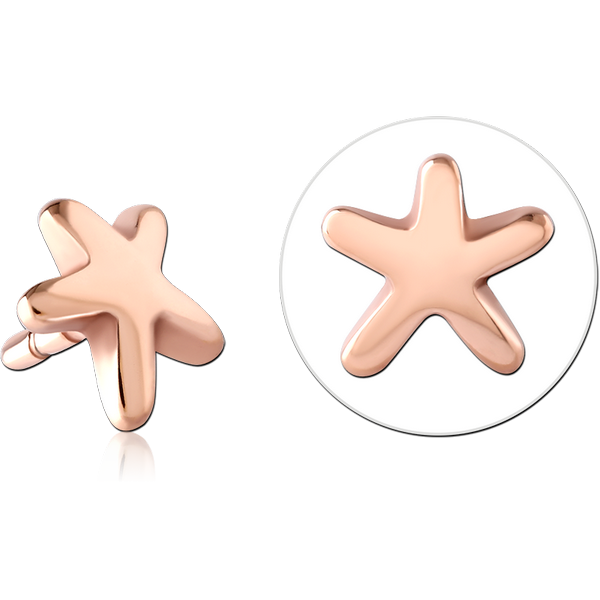 ROSE GOLD PVD COATED SURGICAL STEEL PUSH FIT ATTACHMENT FOR BIOFLEX INTERNAL LABRET - STARFISH