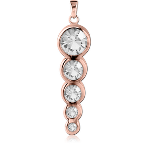 ROSE GOLD PVD COATED SURGICAL STEEL JEWELLED PENDANT - CIRCLES