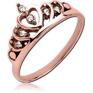 ROSE GOLD PVD COATED SURGICAL STEEL JEWELLED RING - CROWN