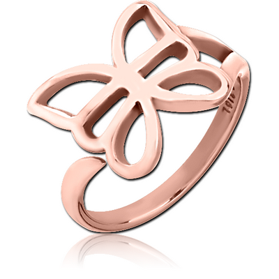 ROSE GOLD PVD COATED SURGICAL STEEL OPEN RING - BUTTERFLY