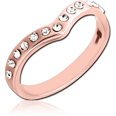 ROSE GOLD PVD COATED SURGICAL STEEL JEWELLED RING - V SHAPE