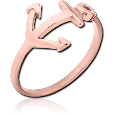 ROSE GOLD PVD COATED SURGICAL STEEL RING - ANCHOR