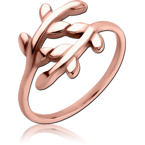 ROSE GOLD PVD COATED SURGICAL STEEL RING - LEAF