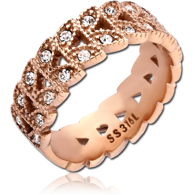 ROSE GOLD PVD COATED SURGICAL STEEL JEWELLED RING