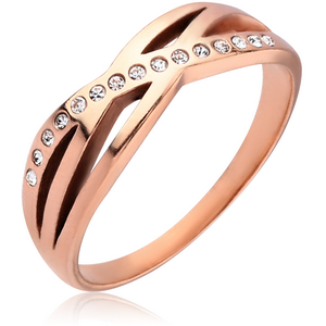 ROSE GOLD PVD COATED SURGICAL STEEL JEWELLED RING