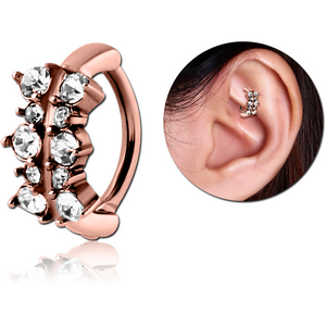 ROSE GOLD PVD COATED SURGICAL STEEL JEWELLED ROOK CLICKER - FILIGREE