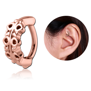 ROSE GOLD PVD COATED SURGICAL STEEL ROOK CLICKER - FILIGREE