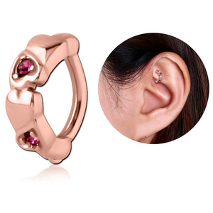 ROSE GOLD PVD COATED SURGICAL STEEL JEWELLED ROOK CLICKER - HEART