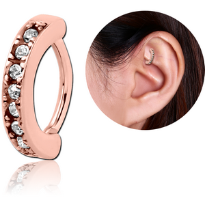 ROSE GOLD PVD COATED SURGICAL STEEL SWAROVSKI CRYSTAL JEWELLED ROOK CLICKER