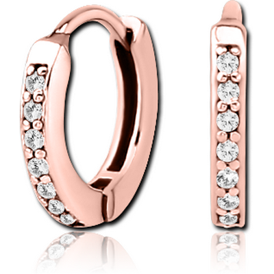 ROSE GOLD PVD COATED SURGICAL STEEL JEWELLED HUGGIES PAIR