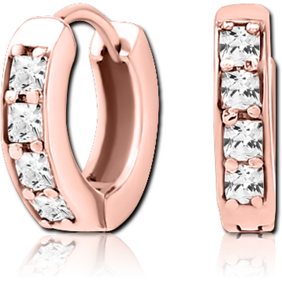 ROSE GOLD PVD COATED SURGICAL STEEL JEWELLED HUGGIES PAIR