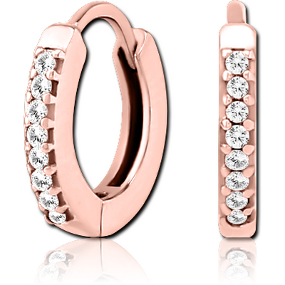 ROSE GOLD PVD COATED SURGICAL STEEL JEWELLED HUGGIES PAIR