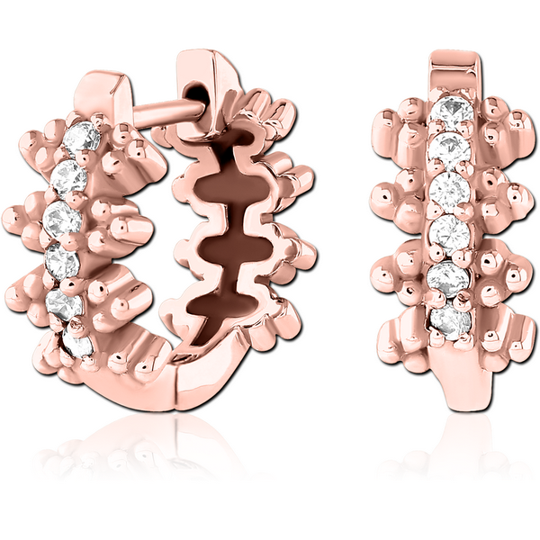 ROSE GOLD PVD COATED SURGICAL STEEL JEWELLED HUGGIES PAIR