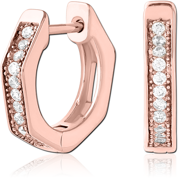 ROSE GOLD PVD COATED SURGICAL STEEL JEWELLED HUGGIES PAIR