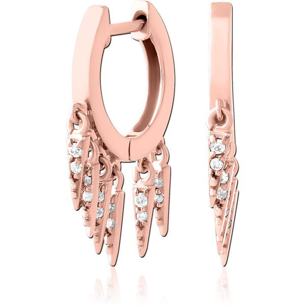 ROSE GOLD PVD COATED SURGICAL STEEL JEWELLED HUGGIES PAIR