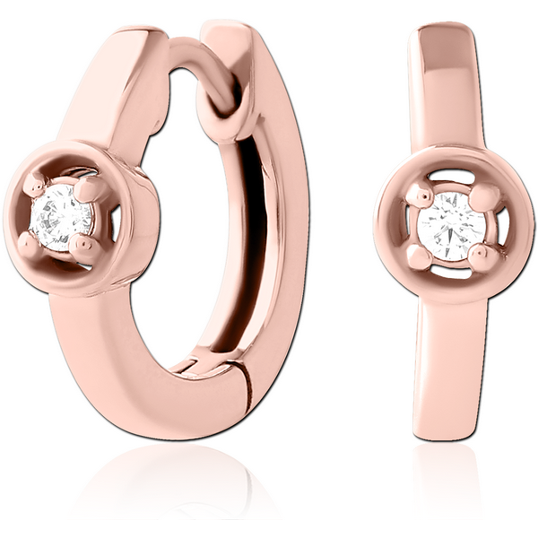 ROSE GOLD PVD COATED SURGICAL STEEL JEWELLED HUGGIES PAIR