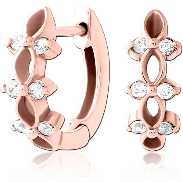 ROSE GOLD PVD COATED SURGICAL STEEL JEWELLED HUGGIES PAIR