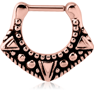 ROSE GOLD PVD COATED SURGICAL STEEL HINGED SEPTUM CLICKER - FILIGREE