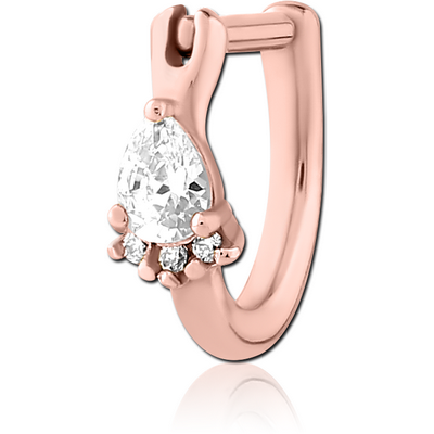 ROSE GOLD PVD COATED SURGICAL STEEL JEWELLED TRAGUS CLICKER