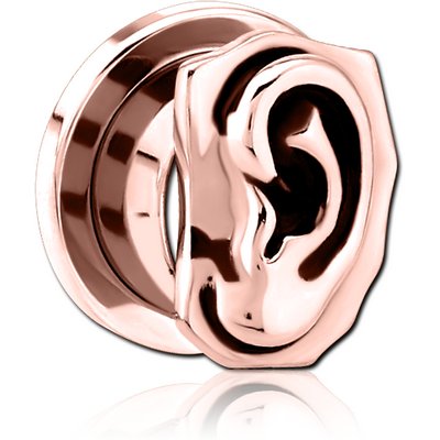 ROSE GOLD PVD COATED STAINLESS STEEL THREADED TUNNEL WITH SURGICAL STEEL TOP