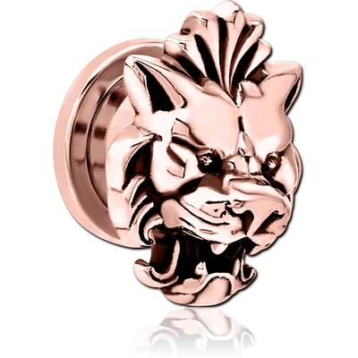 ROSE GOLD PVD COATED STAINLESS STEEL THREADED TUNNEL WITH SURGICAL STEEL TOP