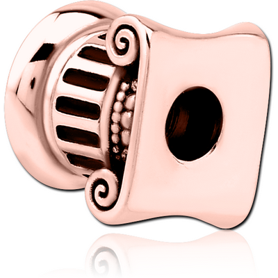 ROSE GOLD PVD COATED STAINLESS STEEL THREADED TUNNEL WITH SURGICAL STEEL TOP