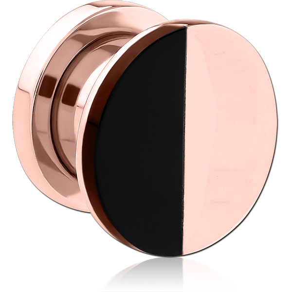 ROSE GOLD PVD COATED STAINLESS STEEL THREADED TUNNEL WITH SURGICAL STEEL TOP