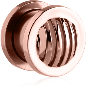 ROSE GOLD PVD COATED STAINLESS STEEL THREADED TUNNEL - STRIPES DOME