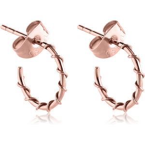 ROSE GOLD PVD COATED SURGICAL STEEL EAR STUDS PAIR - WIRE ON HOOP