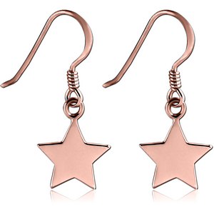 STERLING SILVER 925 ROSE GOLD PVD COATED EARRINGS PAIR - STAR