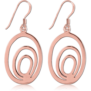 STERLING SILVER 925 ROSE GOLD PVD COATED EARRINGS PAIR - THREE CIRCLES