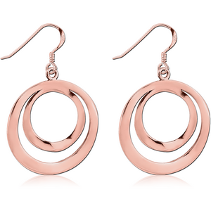 STERLING SILVER 925 ROSE GOLD PVD COATED EARRINGS PAIR - TWO CIRCLES