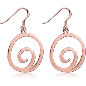 STERLING SILVER 925 ROSE GOLD PVD COATED EARRINGS PAIR - SPRIAL