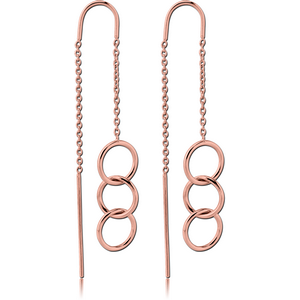 STERLING SILVER 925 ROSE GOLD PVD COATED CHAIN EARRINGS PAIR - HOOPS