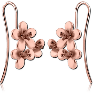 STERLING SILVER 925 ROSE GOLD PVE COATED EARRINGS PAIR - FLOWERS