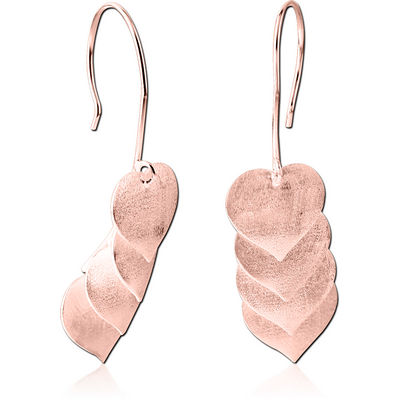 STERLING SILVER 925 ROSE GOLD PVD COATED EARRINGS MATT FINISH PAIR - HEARTS