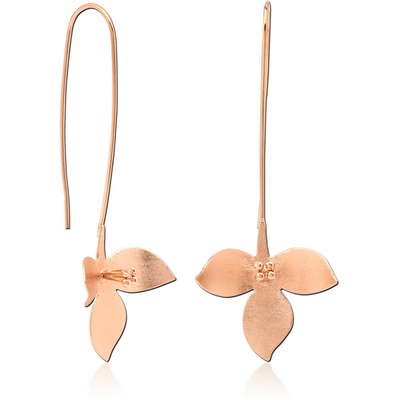 STERLING SILVER 925 ROSE GOLD PVD COATED MATT FINISH EARRINGS PAIR - FLOWER