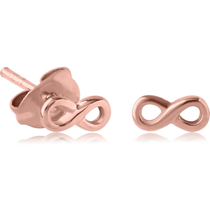 STERLING SILVER 925 ROSE GOLD PVD COATED EAR STUDS PAIR - INFINITY