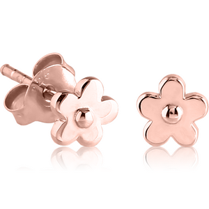 STERLING SILVER 925 ROSE GOLD PVD COATED EAR STUDS PAIR - FLOWER