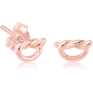 STERLING SILVER 925 ROSE GOLD PVD COATED EAR STUDS PAIR - KNOT