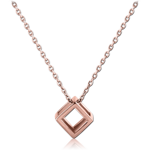 STERLING SILVER 925 ROSE GOLD PVD COATED NECKLACE WITH PENDANT - 3D BOX