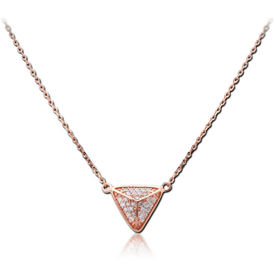 STERLING SILVER 925 ROSE GOLD PVD COATED NECKLACE WITH JEWELLED PENDANT