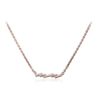 STERLING SILVER 925 ROSE GOLD PVD COATED JEWELLED NECKLACE WITH PENDANT