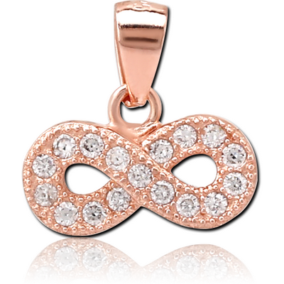 STERLING SILVER 925 ROSE GOLD PVD COATED JEWELLED PENDANT - INFINITY